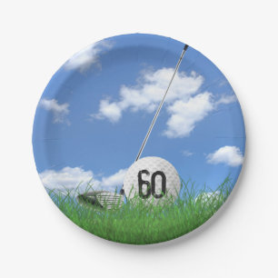 Assiettes En Carton Golf Ball et club pour 60ème anniversaire