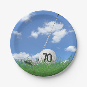 Assiettes En Carton Golf Ball et club pour 70ème anniversaire