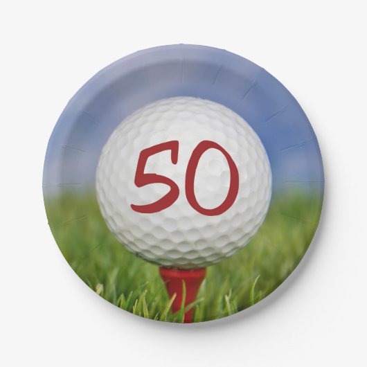 Assiettes En Carton Golf balle 50e anniversaire (Devant)
