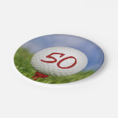 Assiettes En Carton Golf balle 50e anniversaire (Angle)