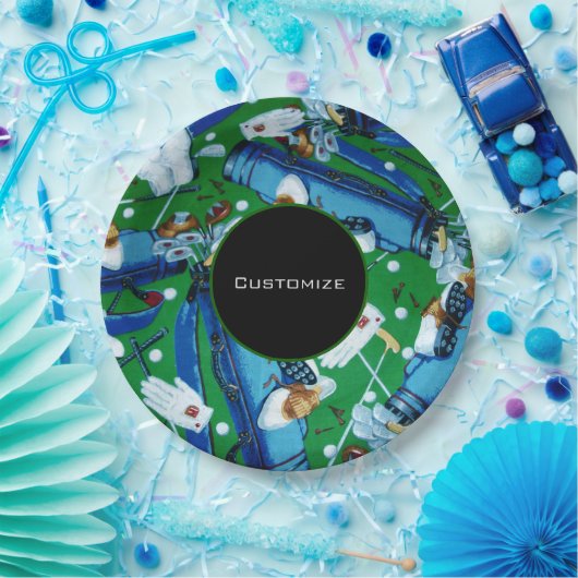 Assiettes En Carton Golf bleu et vert (Fête)