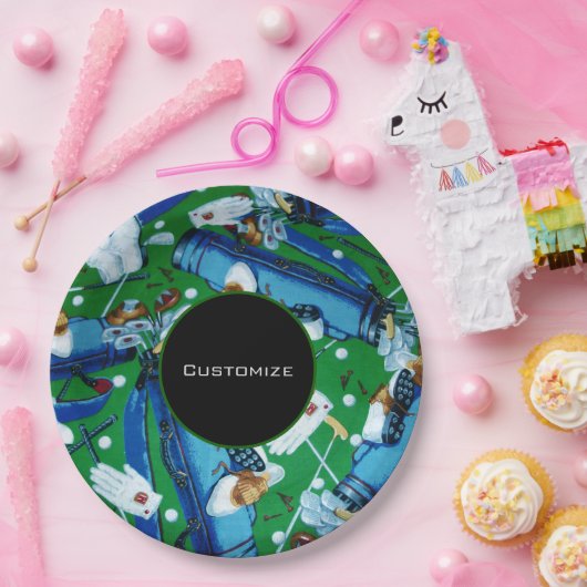 Assiettes En Carton Golf bleu et vert (Fête)