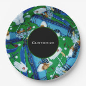 Assiettes En Carton Golf bleu et vert (Devant)