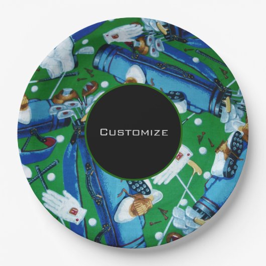 Assiettes En Carton Golf bleu et vert (Devant)