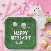 Assiettes En Carton Golf Bonne retraite sur arrière - plan vert (Fête)