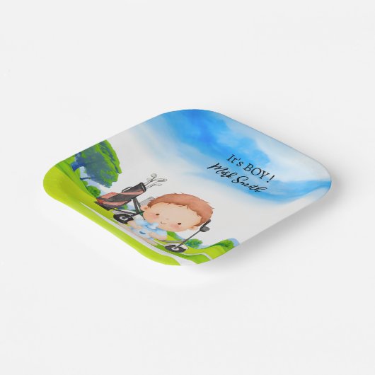 Assiettes En Carton Golf C'est un garçon pour le Baby shower (Angulaire)