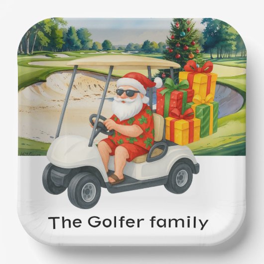 Assiettes En Carton Golf Christmas Summer July Hawaii golfing themed  (Recto)