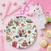 Assiettes En Carton Golf Christmas with Santa Claus golfing (Fête)