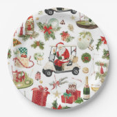 Assiettes En Carton Golf Christmas with Santa Claus golfing (Devant)