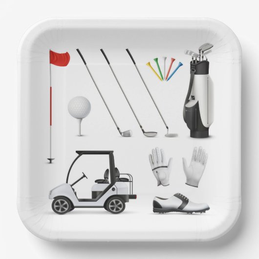 Assiettes En Carton Golf Golfing Anniversaire (Recto)
