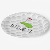 Assiettes En Carton Golf Let’s Par avec drapeau de golf sur vert blanc (Angle)