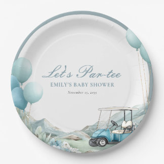 Assiettes En Carton Golf Let's Par-tee Blue Baby Shower