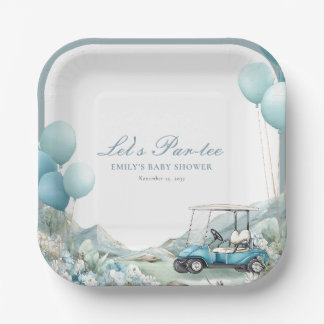Assiettes En Carton Golf Let's Par-tee Blue Baby Shower