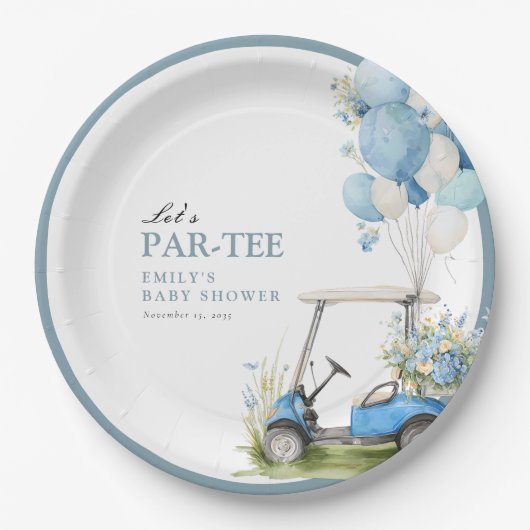 Assiettes En Carton Golf Let's Par-tee Boy Baby Shower (Devant)