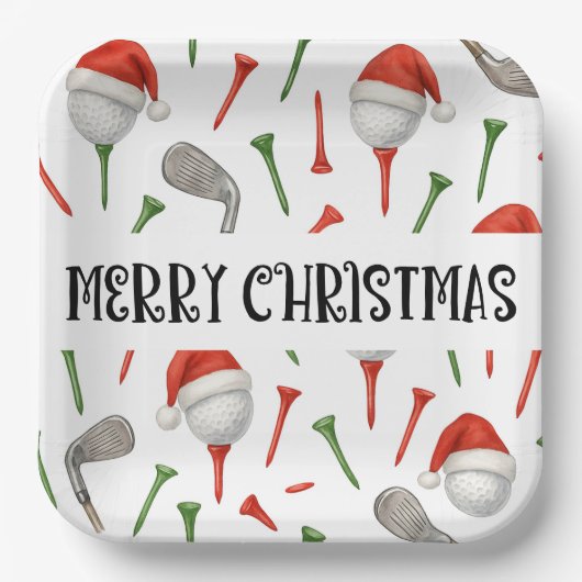 Assiettes En Carton Golf Par tee party Santa Hat Christmas drôle (Recto)