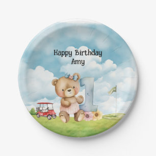 Assiettes En Carton Golfeur 1er aquarelle d'anniversaire un an