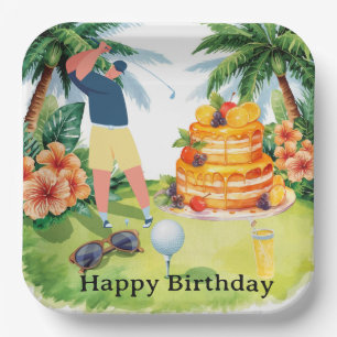 Assiettes En Carton Golfeur avec gâteau sur le parcours de golf pour s