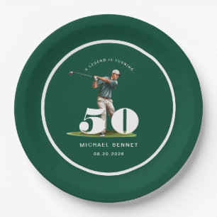 Assiettes En Carton Golfeur Personnalisé 50e Anniversaire