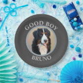 Assiettes En Carton Good boy chien ajouter photo texte art gris modern (Fête)
