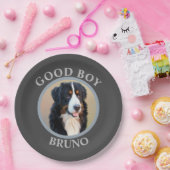 Assiettes En Carton Good boy chien ajouter photo texte art gris modern (Fête)