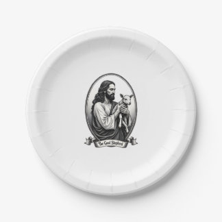 Assiettes En Carton Good Shepherd Jesus Vintage Engraving Faith Shirt 