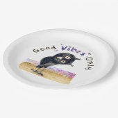 Assiettes En Carton Good Vibes seulement avec Chouette curieuse (Angle)