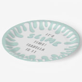 Assiettes En Carton Gooey bleu turquoise soirée (Angle)