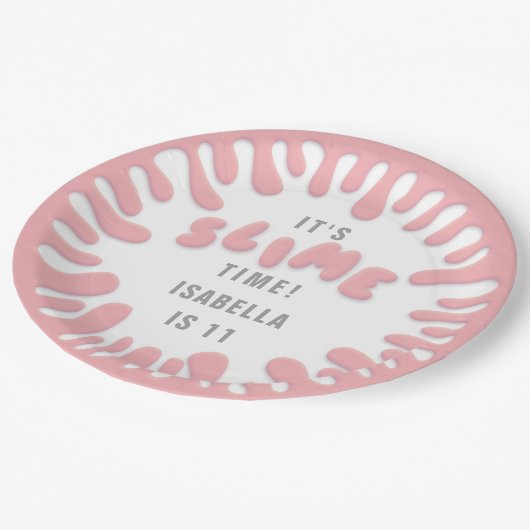 Assiettes En Carton Gooey rose rose slime fête (Angle)