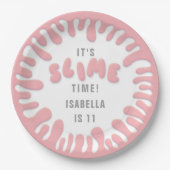 Assiettes En Carton Gooey rose rose slime fête (Devant)