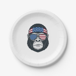 Assiettes En Carton Gorille Patriotique Gravure Vintage Vecteur Visage