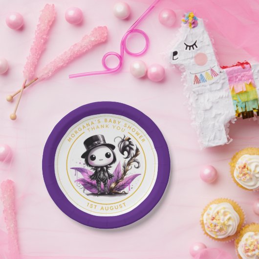 Assiettes En Carton Goth bébé garçon ou fille douche Merci (Fête)