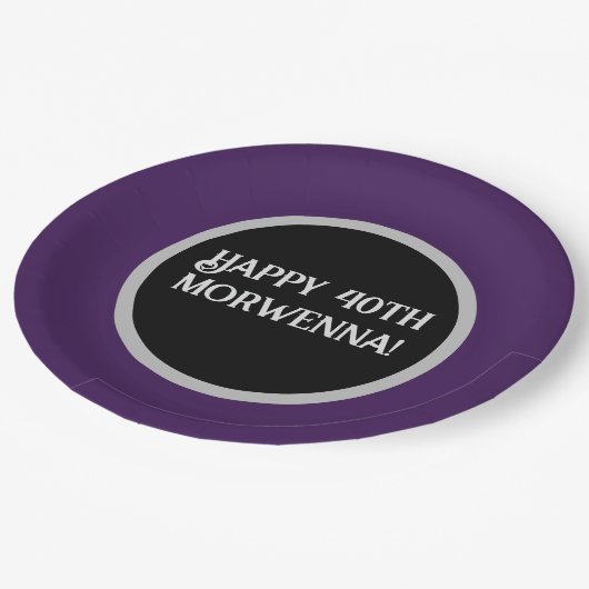 Assiettes En Carton Goth foncé violet clair (Angle)