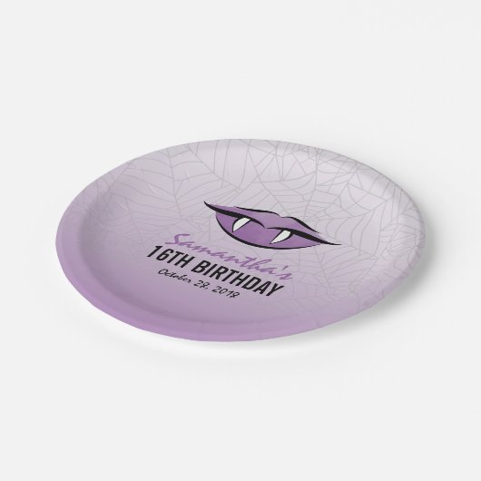 Assiettes En Carton Goth Lèvres Vampire Halloween Plaque papier d'anni (Angle)