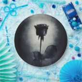 Assiettes En Carton Goth Rose noir goutte de sang sur le Grunge noir (Fête)