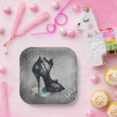 Assiettes En Carton Goth Vogue Grunge | Turquoise Splash Stiletto haut (Fête)