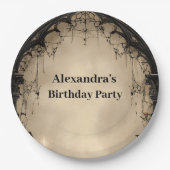 Assiettes En Carton Gothic Arch Black Rose Birthday (Devant)
