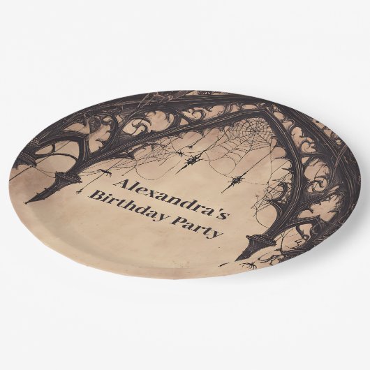 Assiettes En Carton Gothic Arch Midnight Birthday (Angle)
