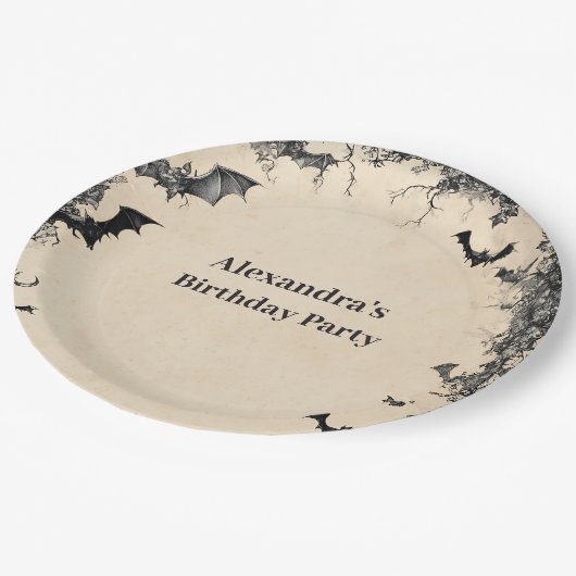 Assiettes En Carton Gothic Arch Midnight Birthday (Angle)