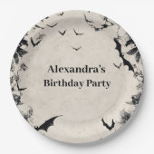 Assiettes En Carton Gothic Bats & Roses Birthday (Devant)