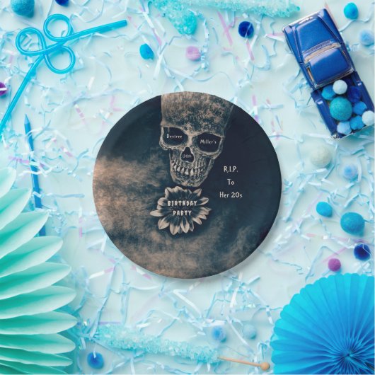Assiettes En Carton Gothique Crâne Tournesol RIP À ses 20 ans (Fête)