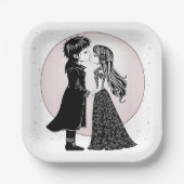 Assiettes En Carton Gothique Emo Enfants Kiss Valentine's Day (Recto)