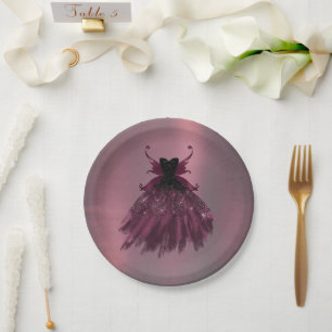 Assiettes En Carton Gothique Fairy Fuchsia Gown   Punk Rock rose Magen