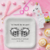 Assiettes En Carton Gothique Floral Crâne Halloween Mariage (Fête)