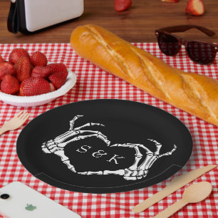 Assiettes En Carton Gothique Romantique Squelette main Halloween Maria