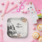 Assiettes En Carton Gothique Squelette Os Appetit Halloween (Fête)