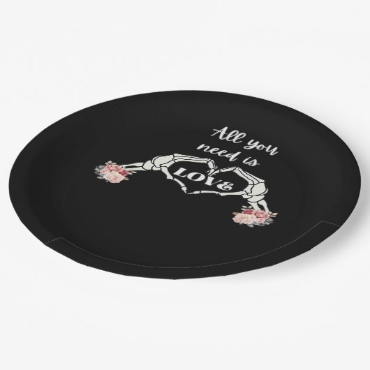 Assiettes En Carton Gothique Valentines Classique - Squelette Mains Co (Angle)