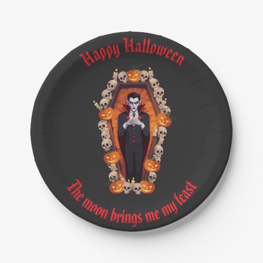 Assiettes En Carton 🧛  ♂️ Gothique Vampire Halloween Plaque en papie (Devant)