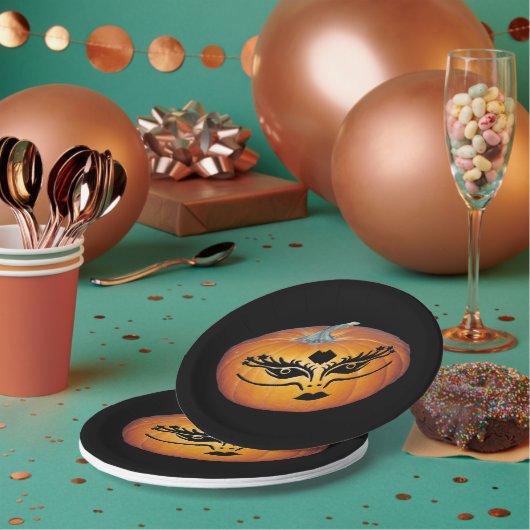 Assiettes En Carton Gothique Visage Jack-O-Lanterne (Multi)