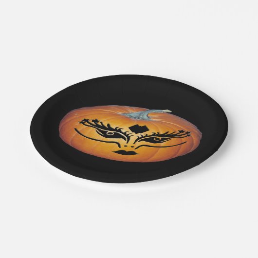 Assiettes En Carton Gothique Visage Jack-O-Lanterne (Angle)