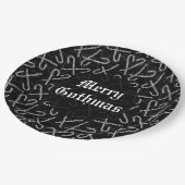 Assiettes En Carton Gothmas Black and White Candy Cane Pattern (Angle)